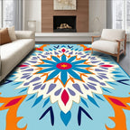 Azure Mandala Floral Pattern Rug