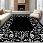 White Floral Vine Border Rug