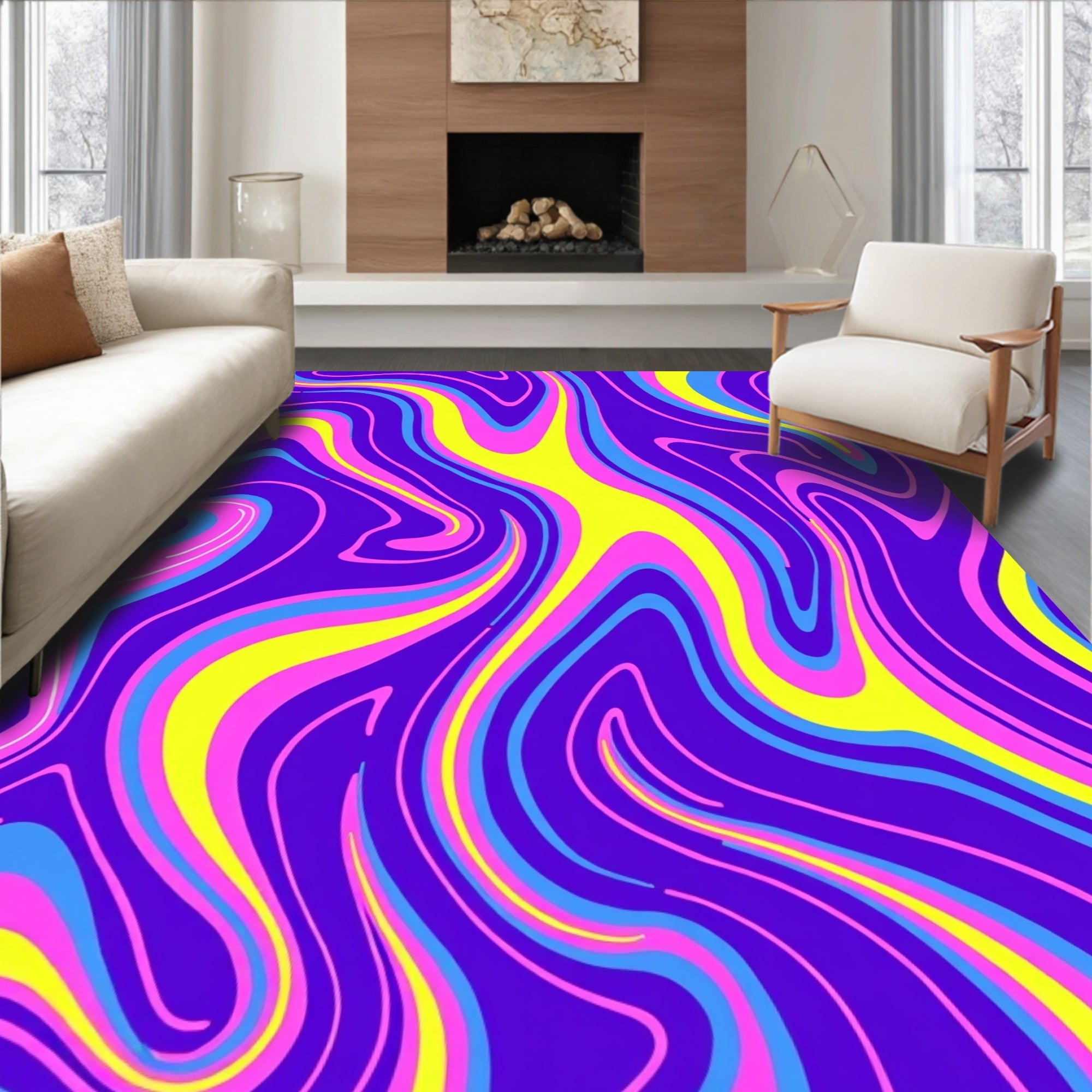 Vivid Swirl Abstract Pattern Rug
