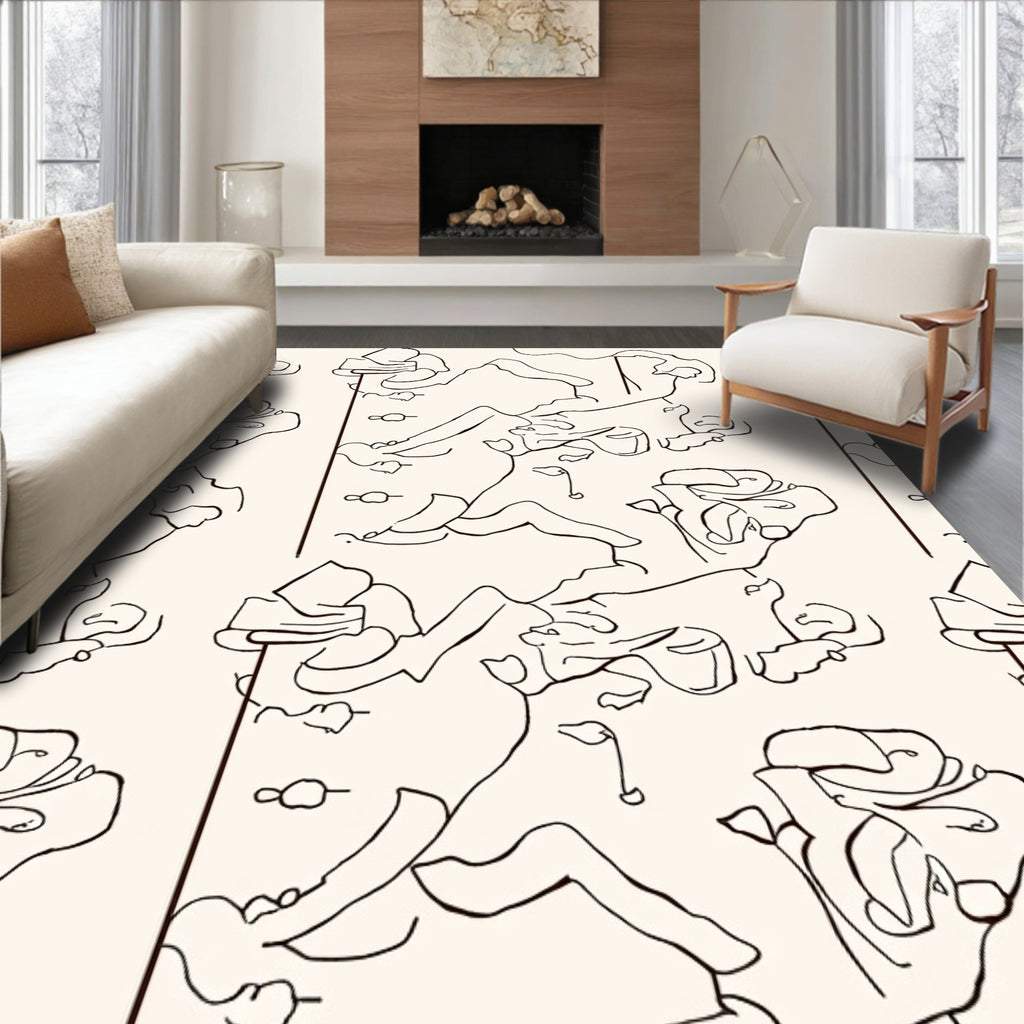 Abstract Outline Figures Pattern Design Rug