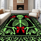 Bright Neon Skeleton Red Gift Ribbon Rug