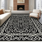 Intricate Floral Scrollwork Symmetry Rug