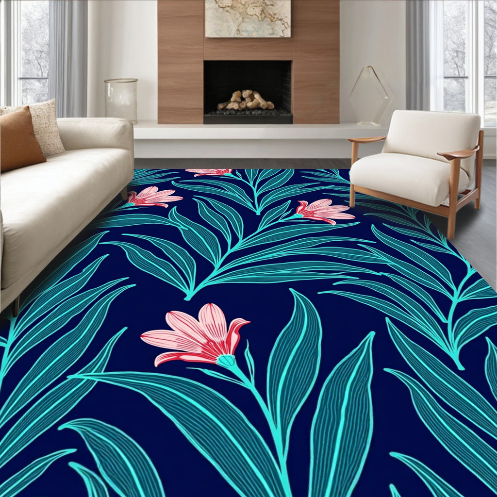Art Nouveau Floral Leaf Pattern Rug