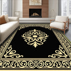 Ornate Floral Swirl Border Medallion Rug