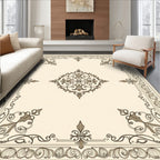 Ornate Scrollwork and Floral Medallion Design Rug