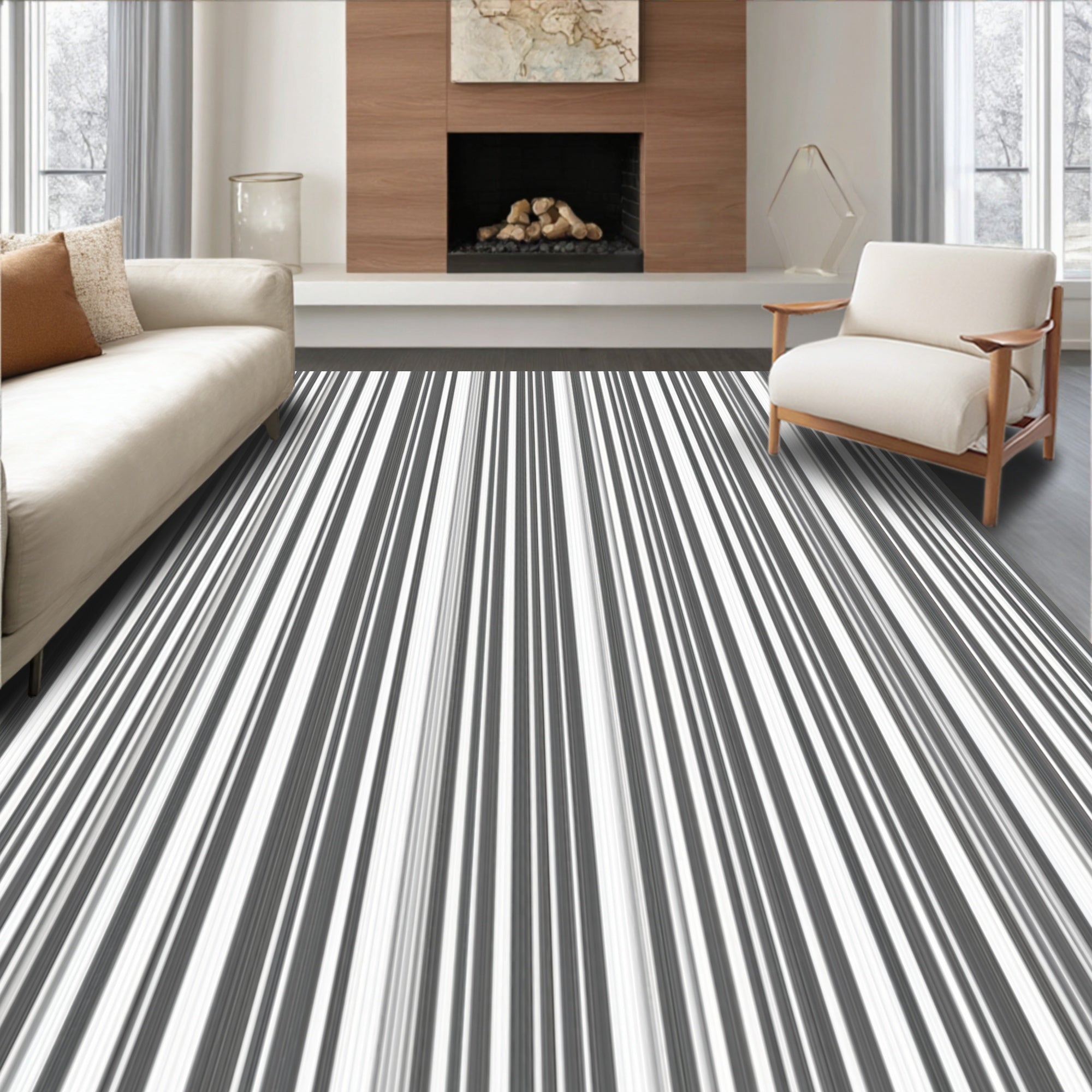 Classic Vertical Stripe Pattern Design Rug