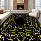 Golden Art Nouveau Floral Scroll Rug
