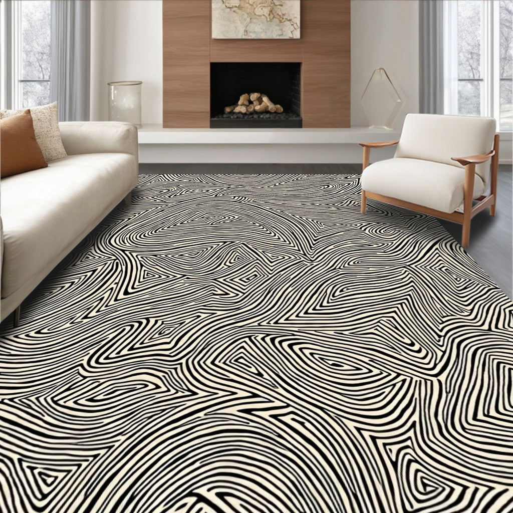 Abstract Flowing Line Pattern Rug