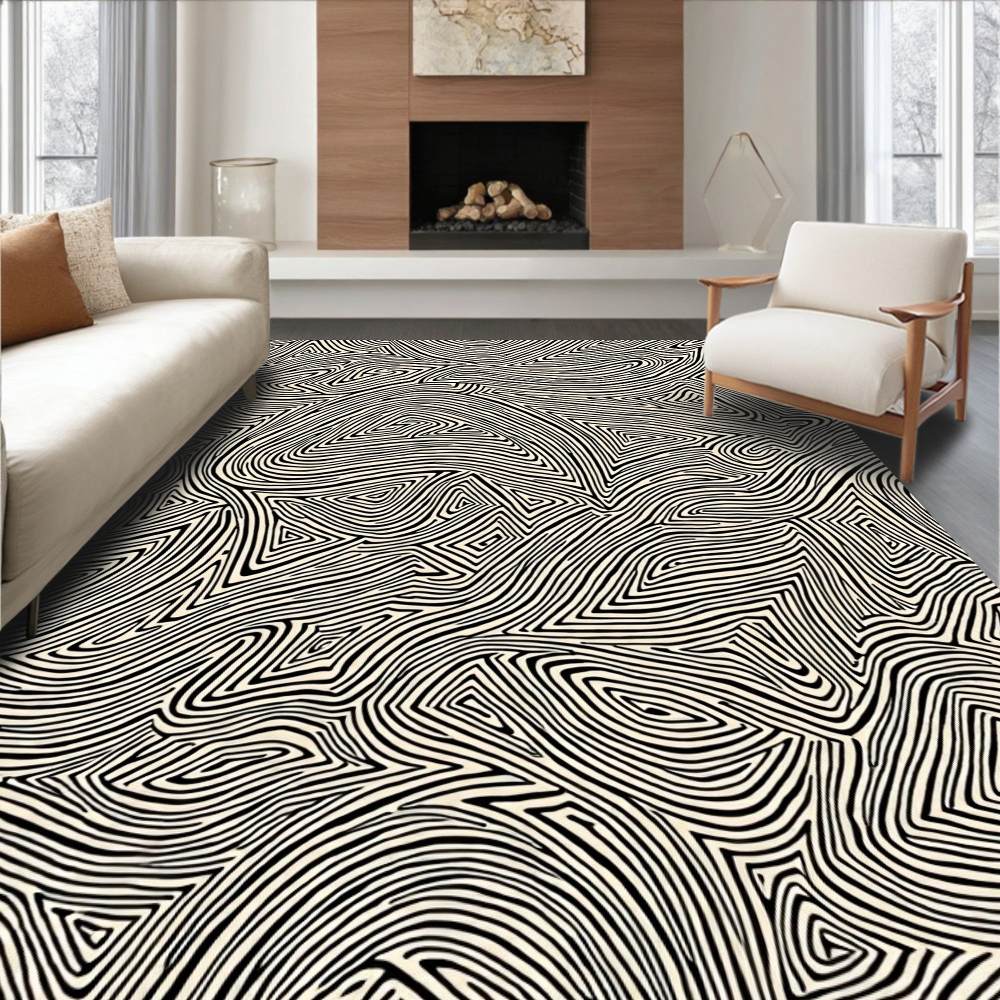 Abstract Flowing Line Pattern Rug