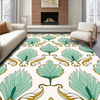 Art Nouveau Floral Leaf Scroll Pattern Rug