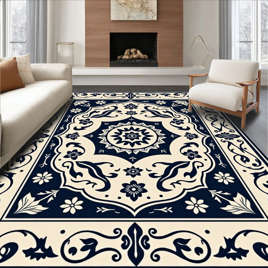 Elegant Floral Medallion Pattern Rug