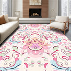 Pastel Floral Scrollwork Pattern Rug