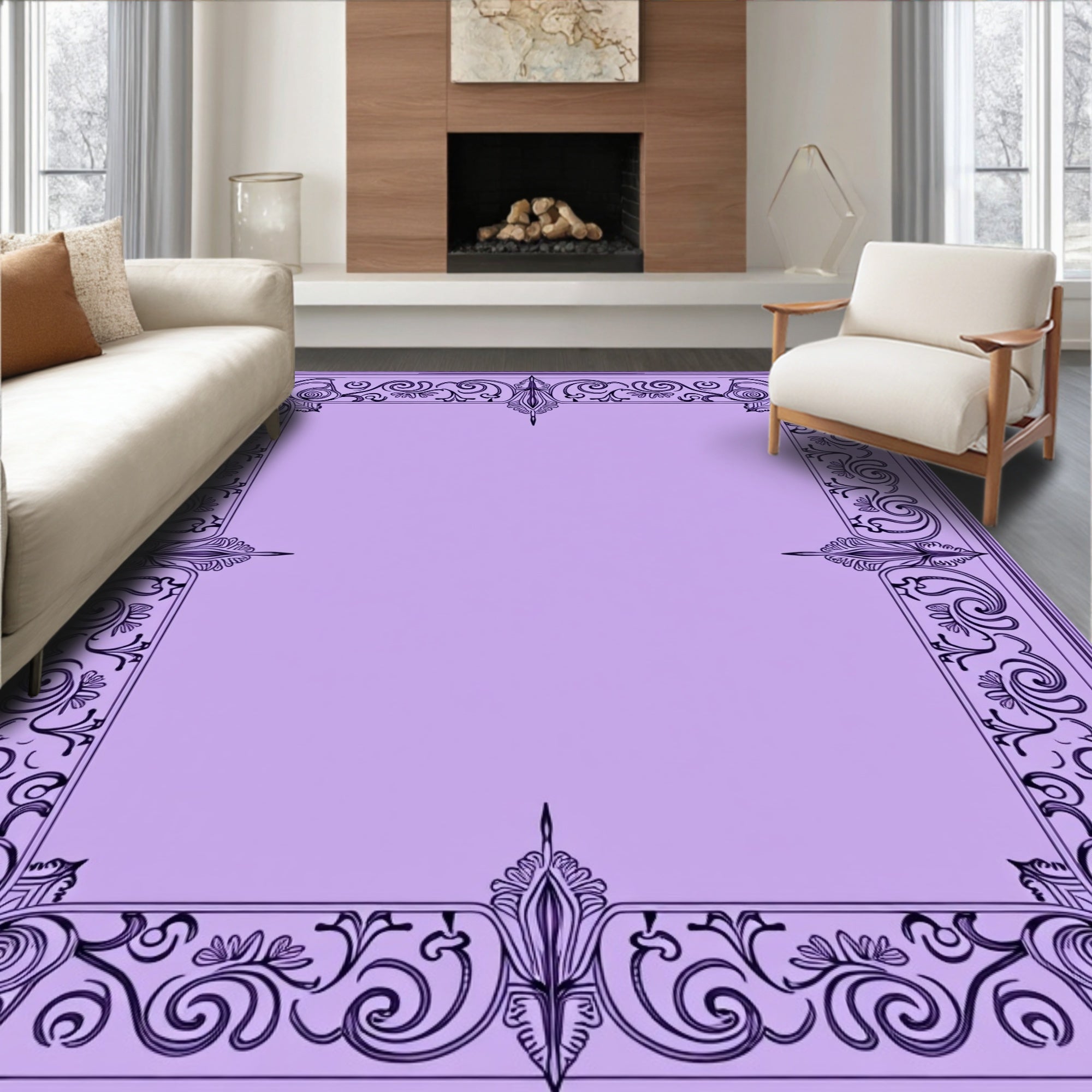 Ornate Scrollwork Vintage Pattern Rug