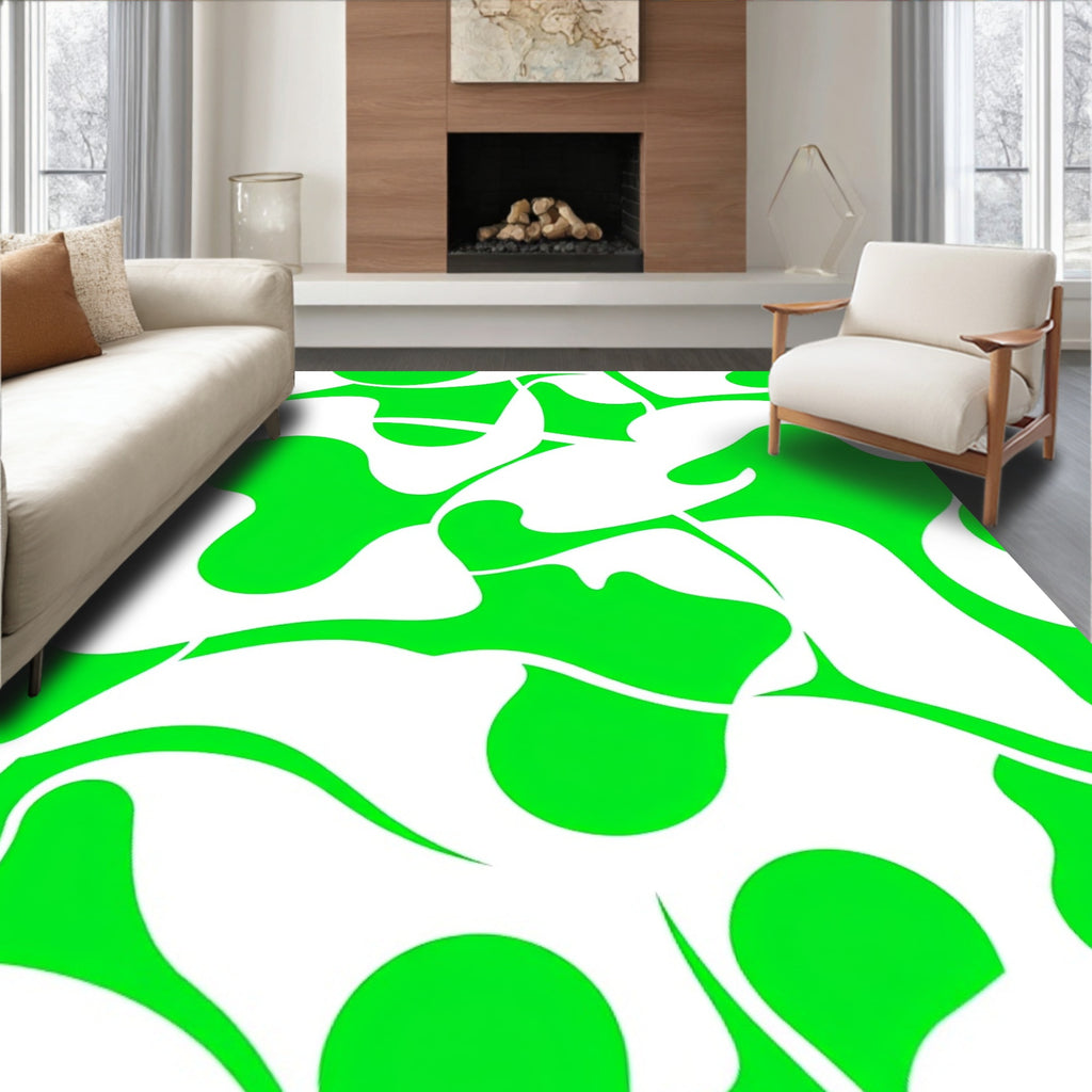 Bright Green Amorphous Organic Pattern Rug
