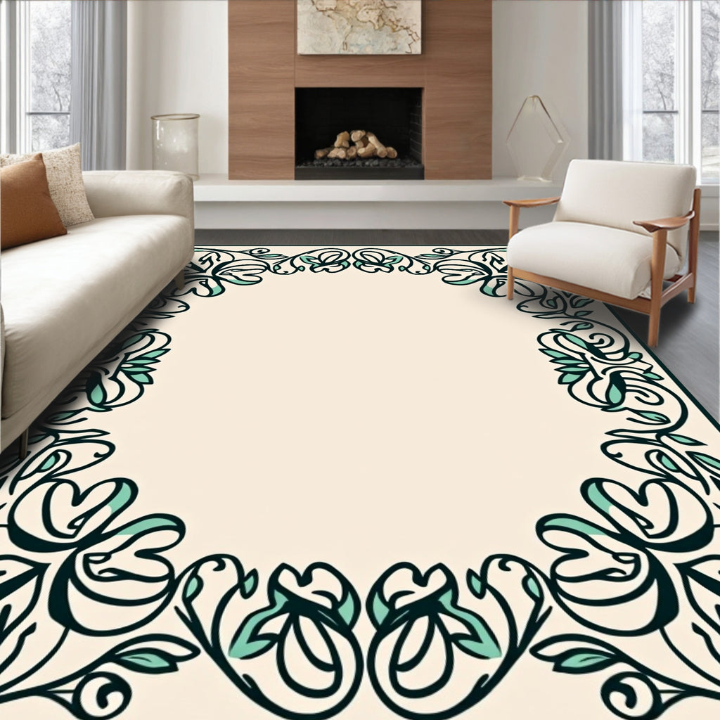 Vintage Floral Border Design Rug