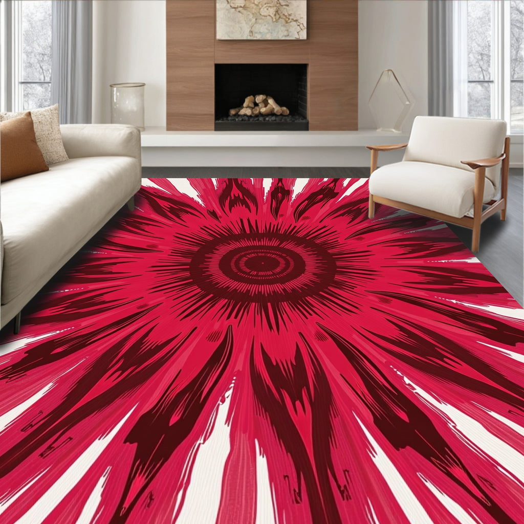 Radiant Sunburst Floral Pattern Rug