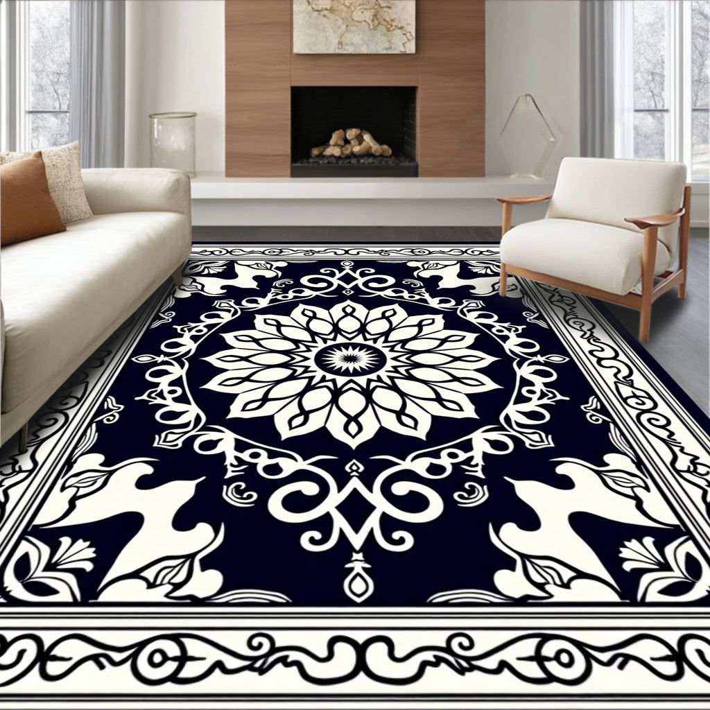 Classic Floral Scrollwork Symmetry Rug