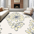 Soft Yellow Watercolor Floral Pattern Rug