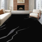 Black Storm Swirl Abstract Rug