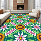 Artistic Floral Diamond Pattern Rug