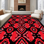 Bold Red Black Geometric Pattern Rug