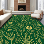Golden Floral Botanical Design Rug