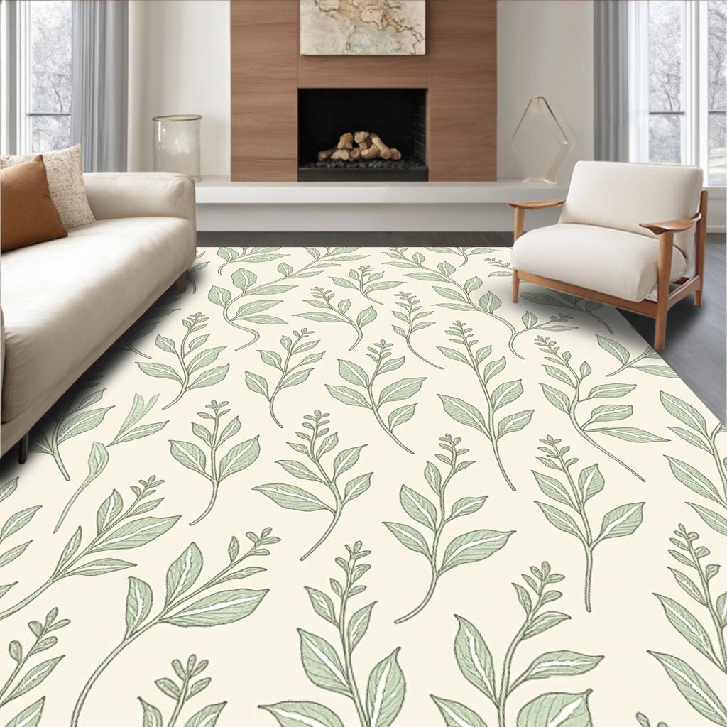 Botanical Branch Pattern Print Rug