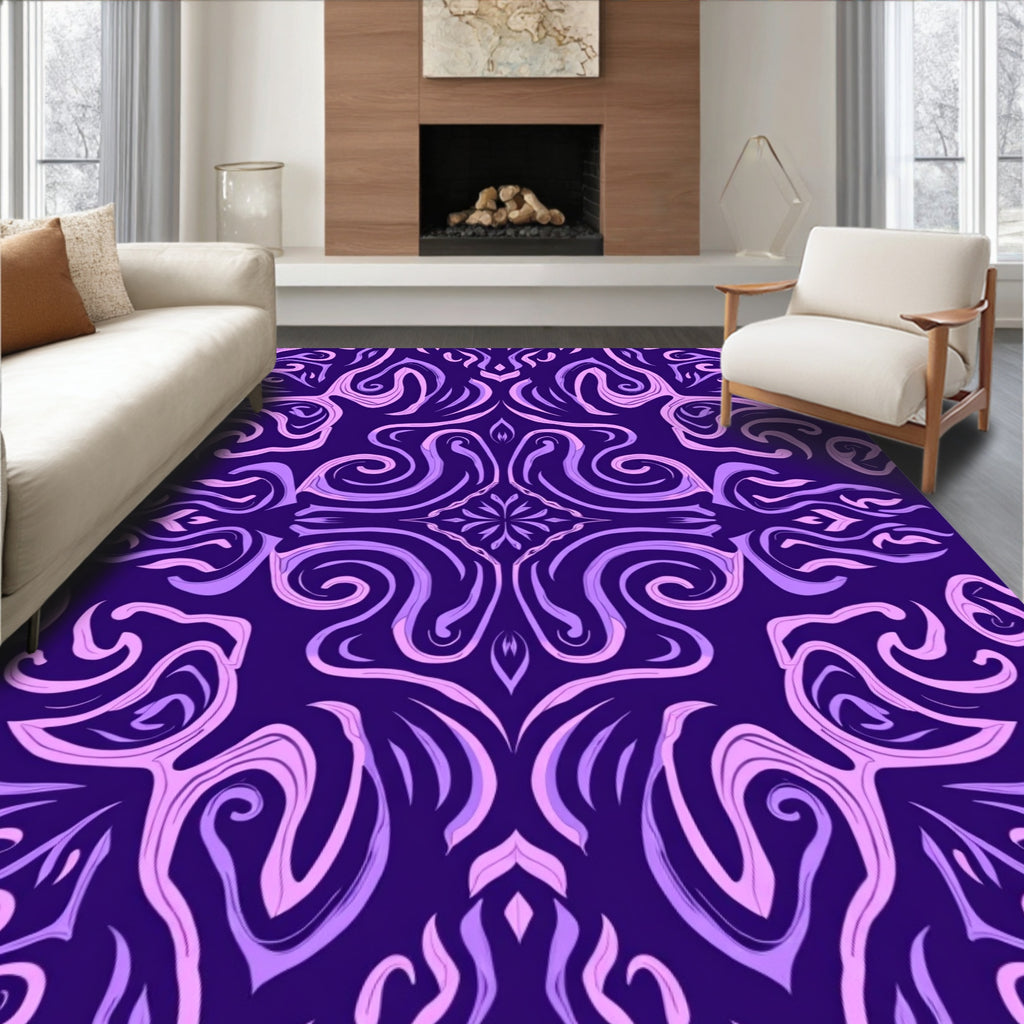 Amethyst Lavender Swirls Pattern Rug