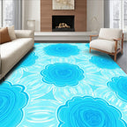 Bright Aqua Floral Bloom Rug