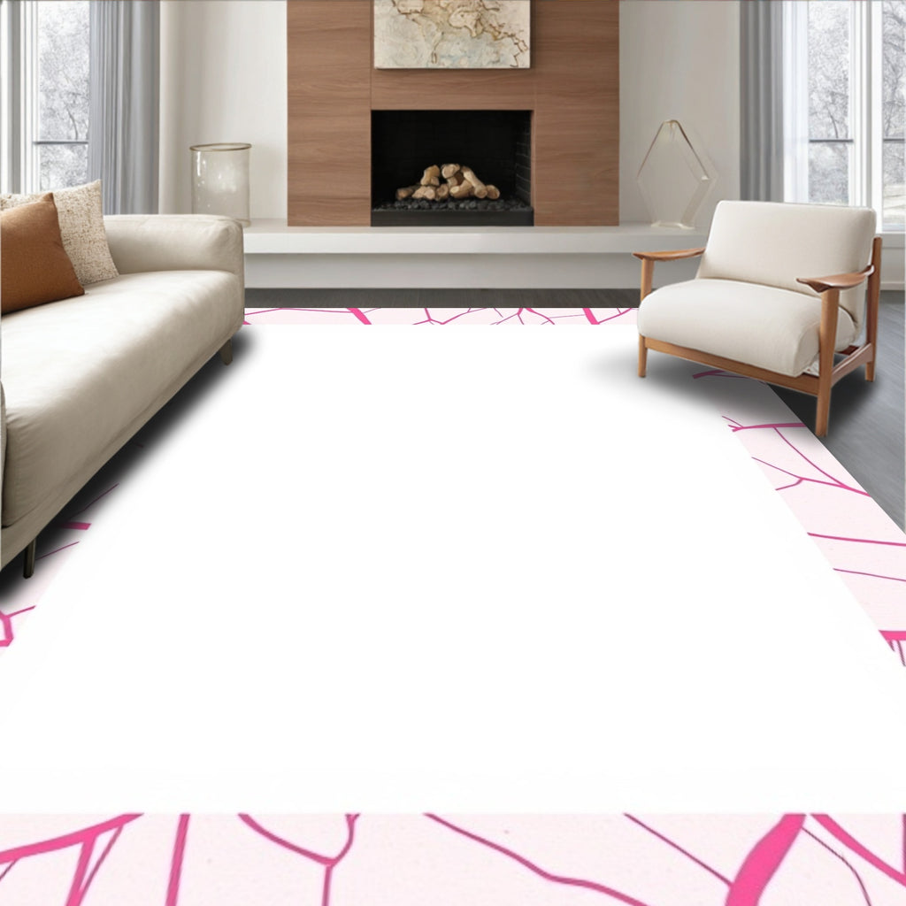Pink Cracked Abstract Pattern Rug