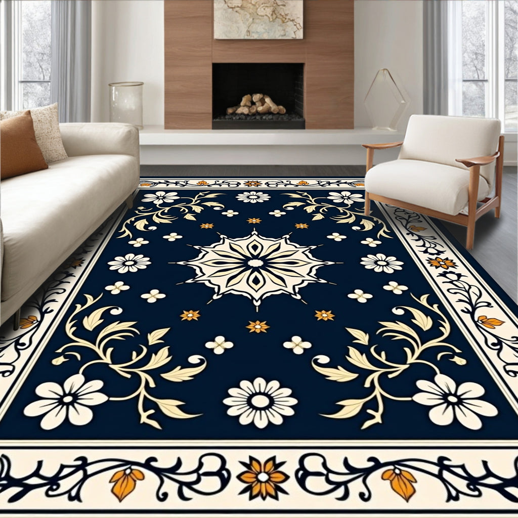 Ornate Floral Medallion Scroll Rug