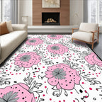Pink Floral Dot Pattern Rug