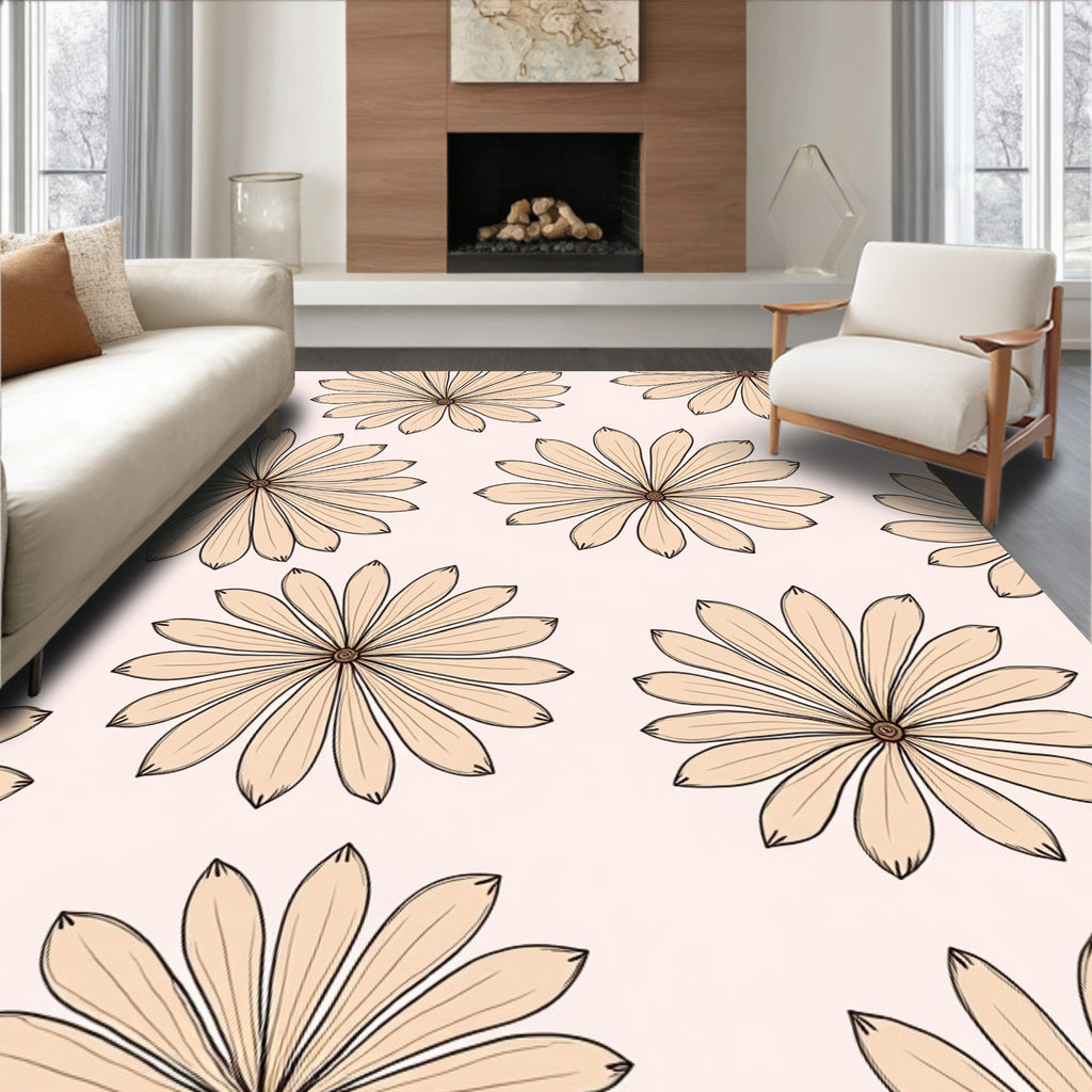 Delicate Daisy Floral Pattern Rug