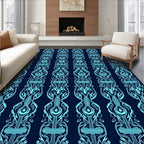 Abstract Blue Stylized Vertical Pattern Rug
