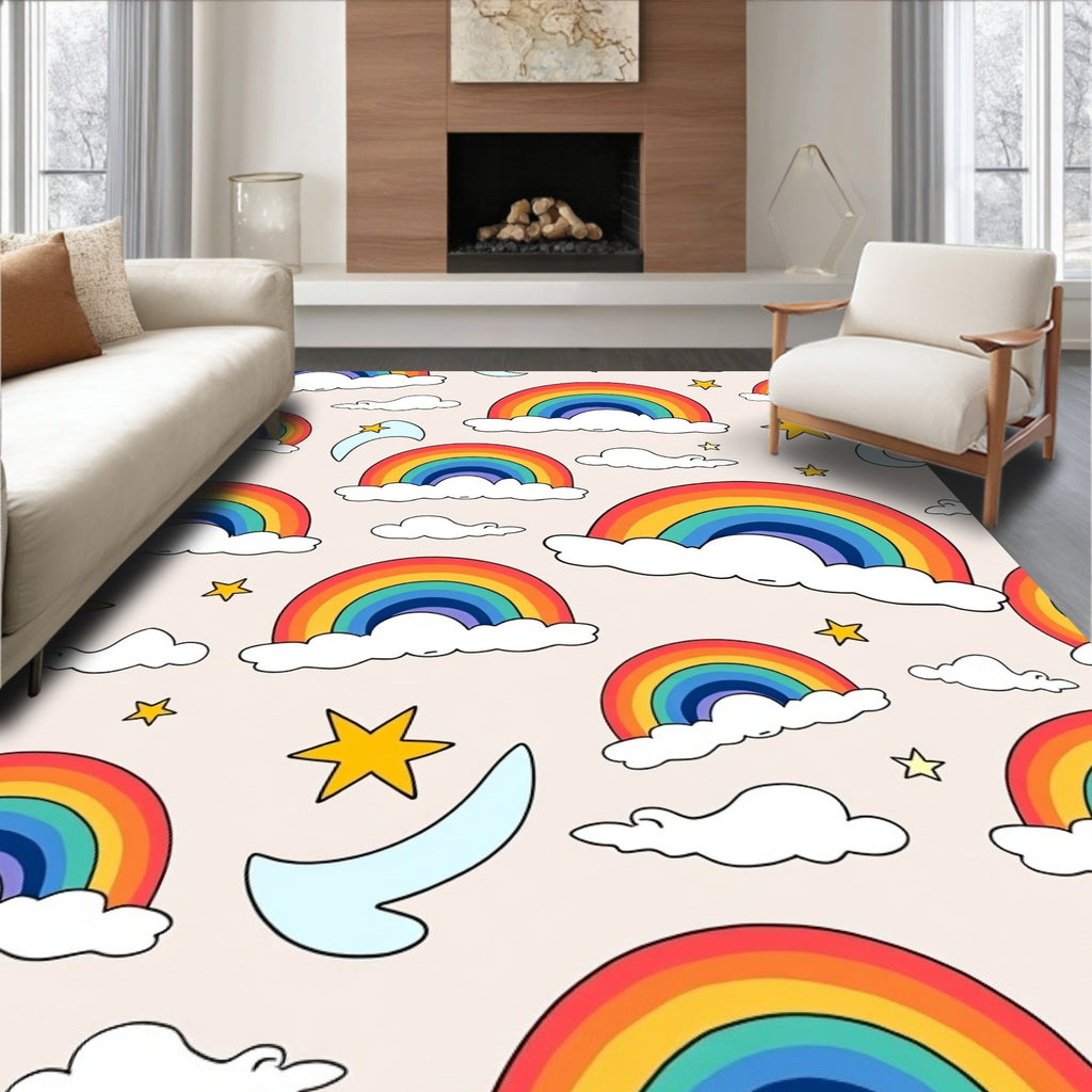Colorful Rainbow Star Pattern Rug