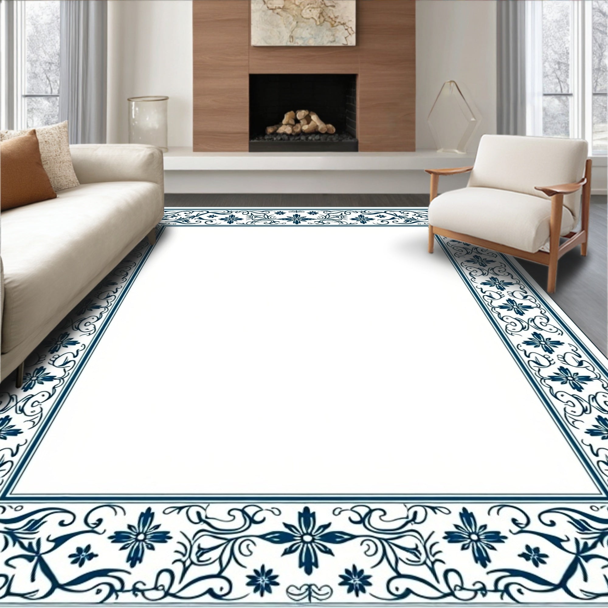 Ornate Floral Vine Pattern Rug