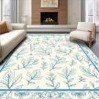 Delicate Leaf Pattern With Floral Border Rug
