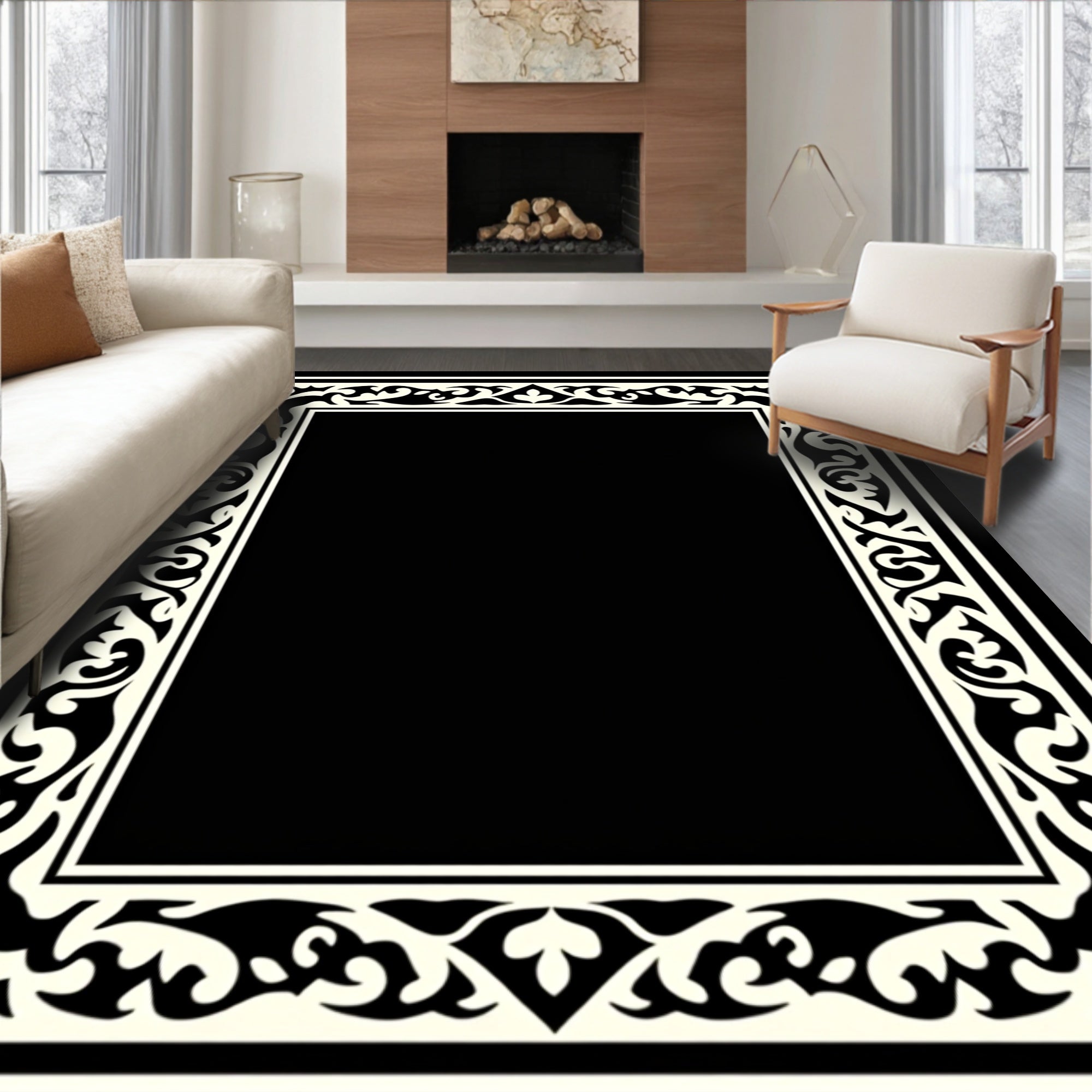 Classic Ornamental Frame Design Rug