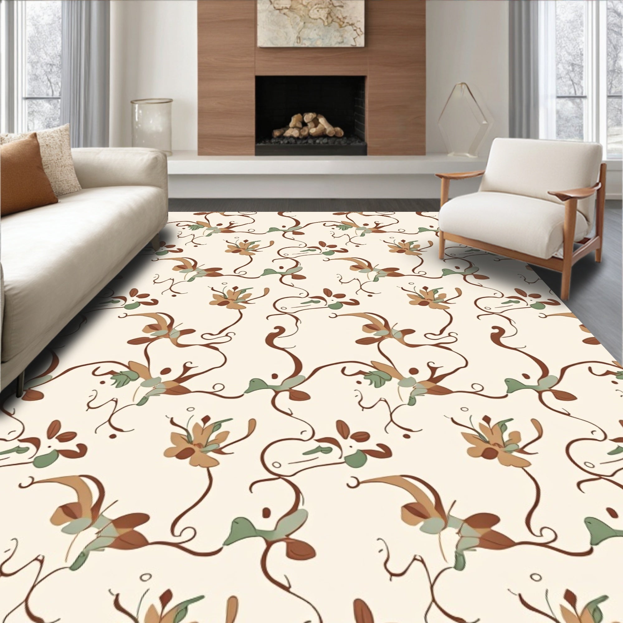 Vintage Floral Vines Inspired Pattern Rug