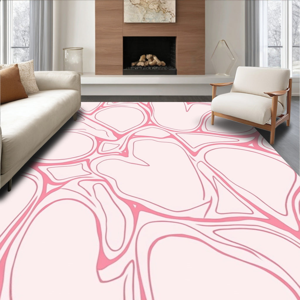 Pink Organic Flowing Lines Pattern Rug