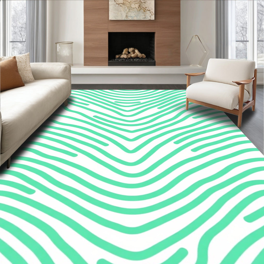 Mint Wave Pattern Design Rug