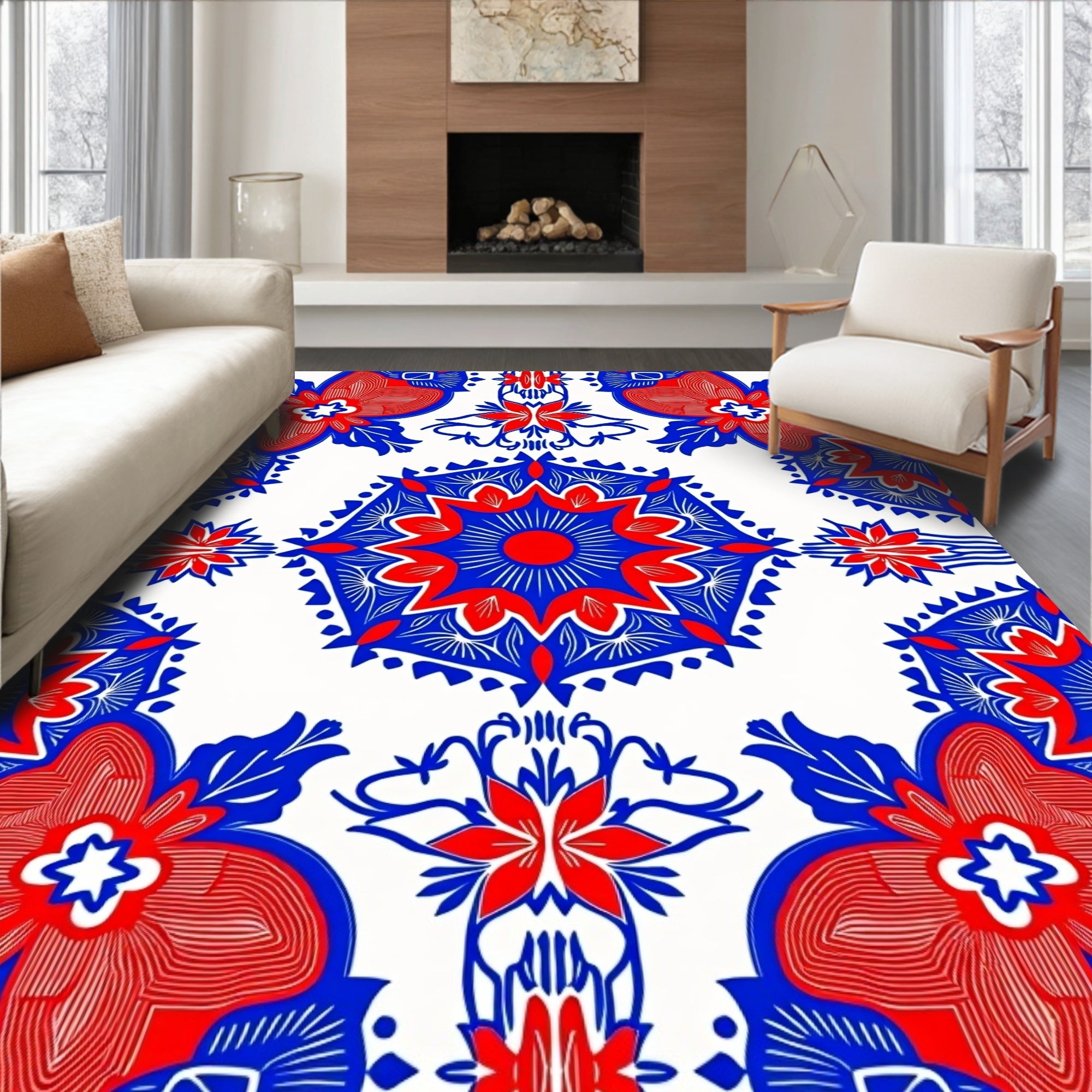 Bold Floral Starburst Symmetry Rug