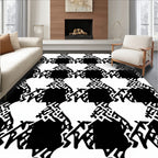 Black White Houndstooth Pattern Design Rug