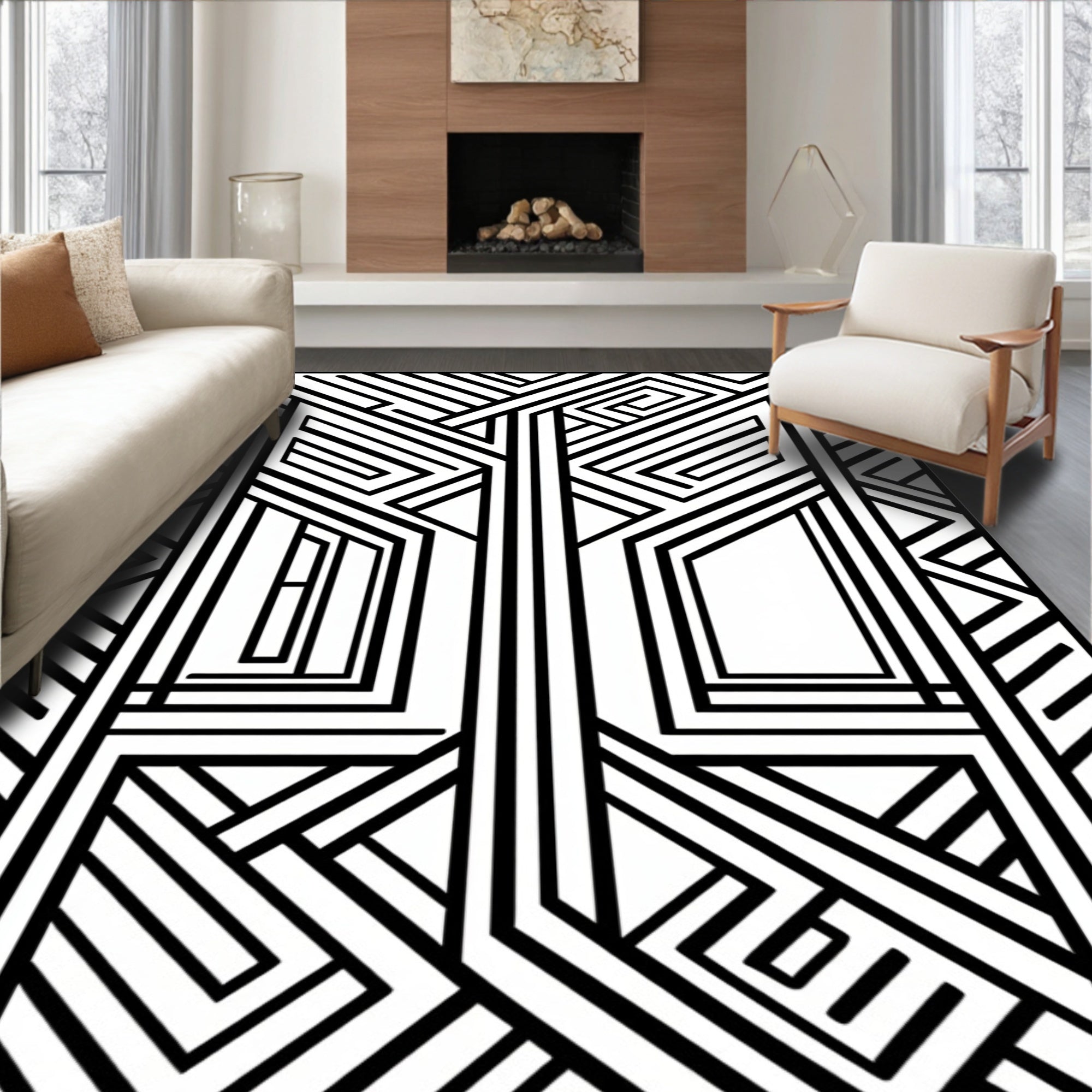 Striking geometric lines pattern Rug