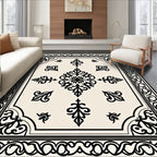 Classic Ornate Black Floral Damask Rug