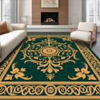 Ornate Gold Floral Scrollwork Rug