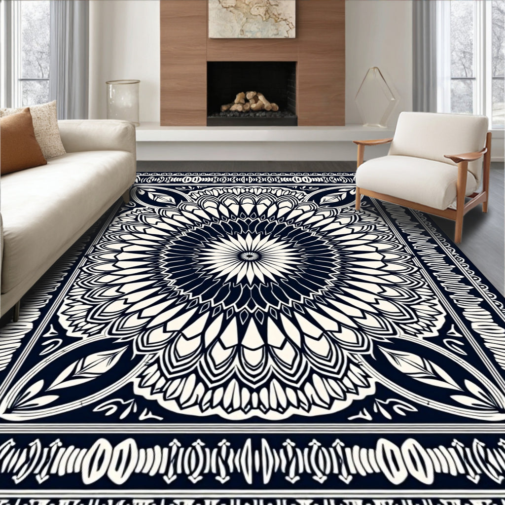 Intricate Mandala Floral Motif Rug