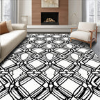 Abstract Black White Diamond Pattern Rug