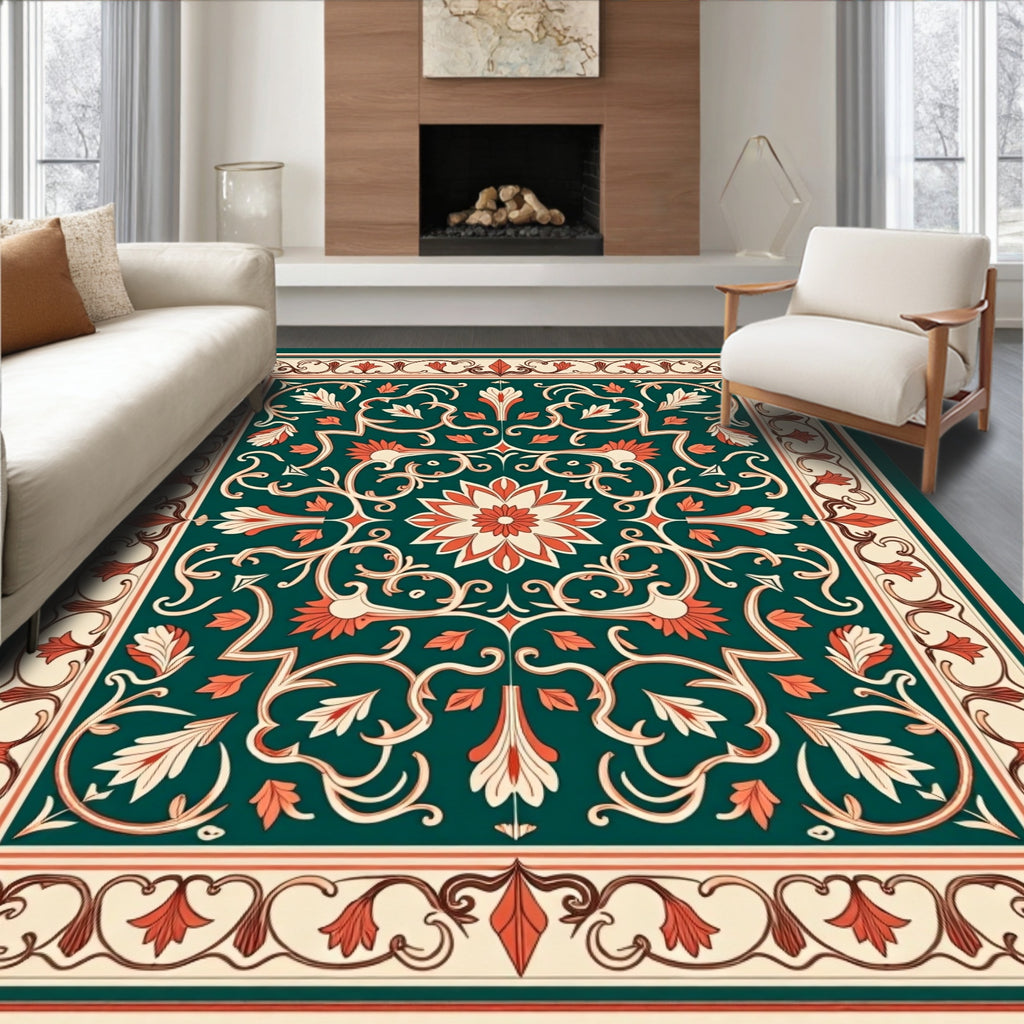 Ornate Floral Vine Pattern Rug
