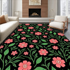 Coral Flower Vine Intricate Pattern Rug
